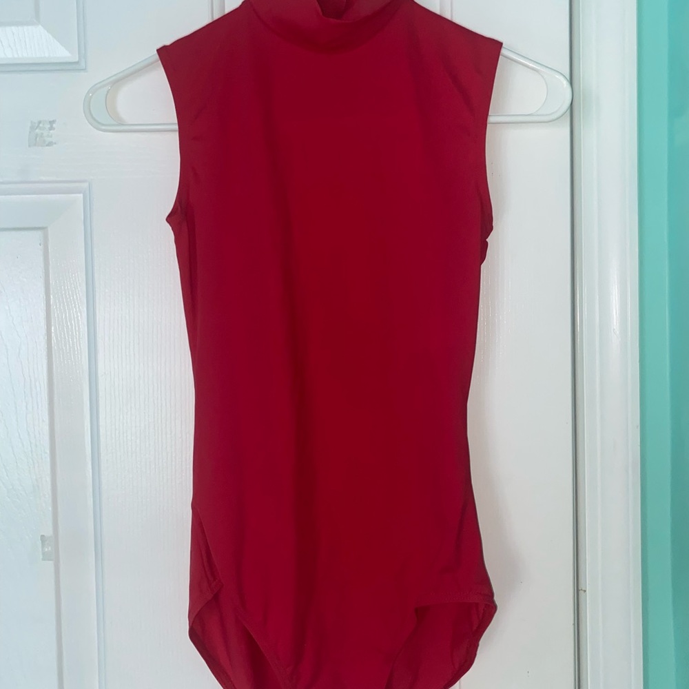 High neck, zip up leotard